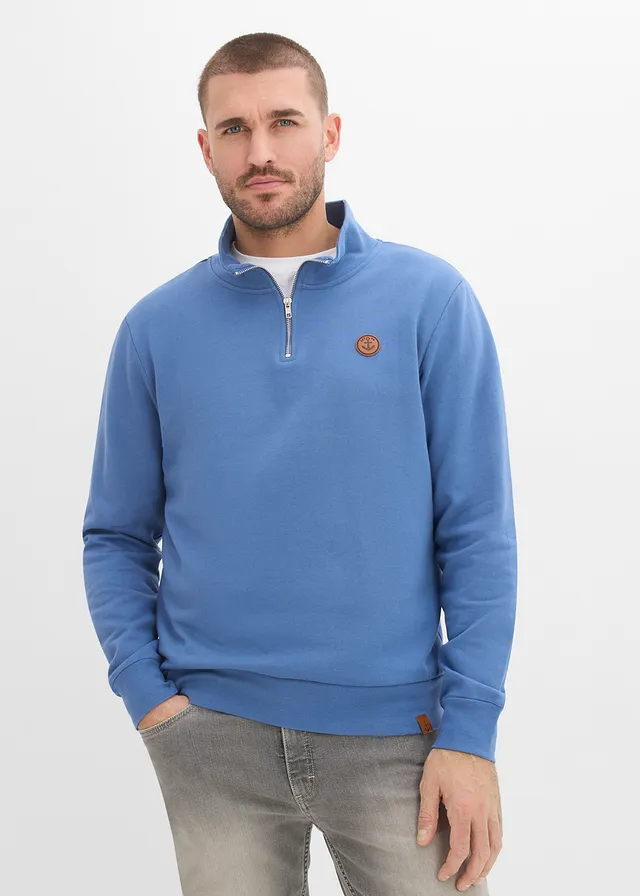 Mikina so zapínaním na zips z čistej bio bavlny • džínsovo modrá • obchod bonprix