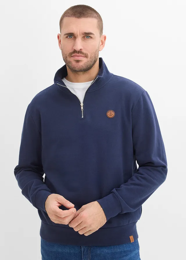 Sweater van puur biologisch katoen met ritssluiting • donkerblauw • product-page.page-title-suffix