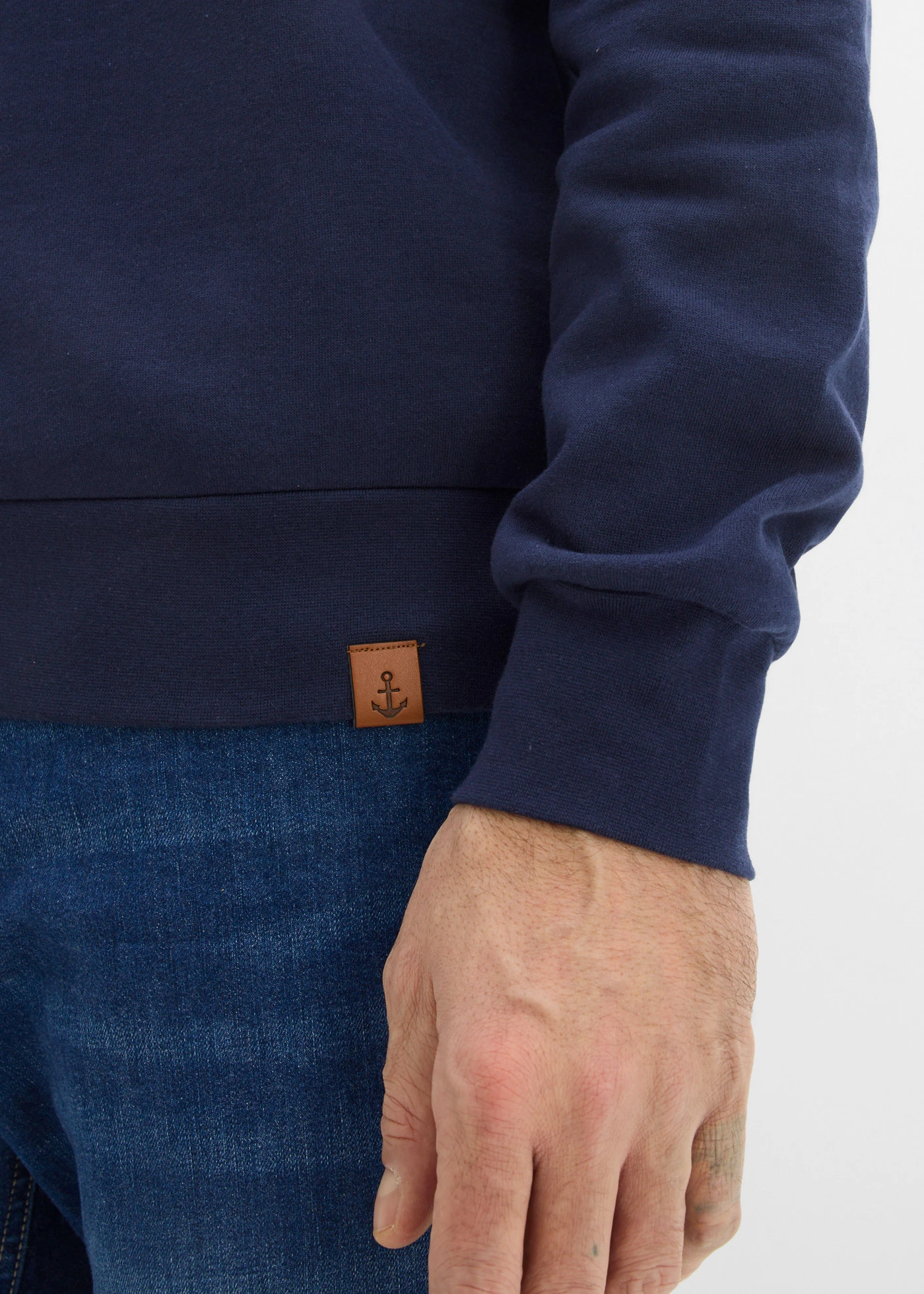 Sweat à col zippé 100% coton • bleu foncé • Boutique bonprix