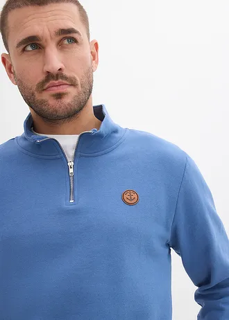 Mikina so zapínaním na zips z čistej bio bavlny • džínsovo modrá • obchod bonprix