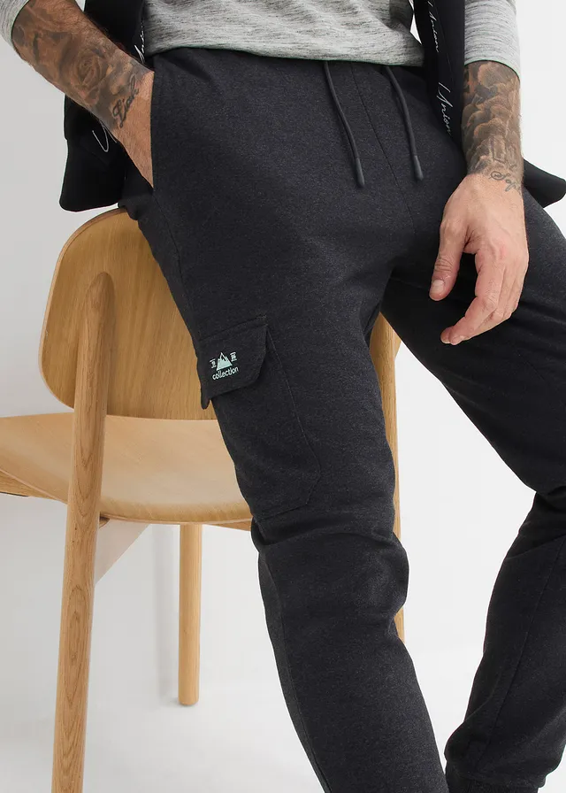 Joggingové cargo kalhoty, střih Regular Fit • antracitový melír • bonprix obchod
