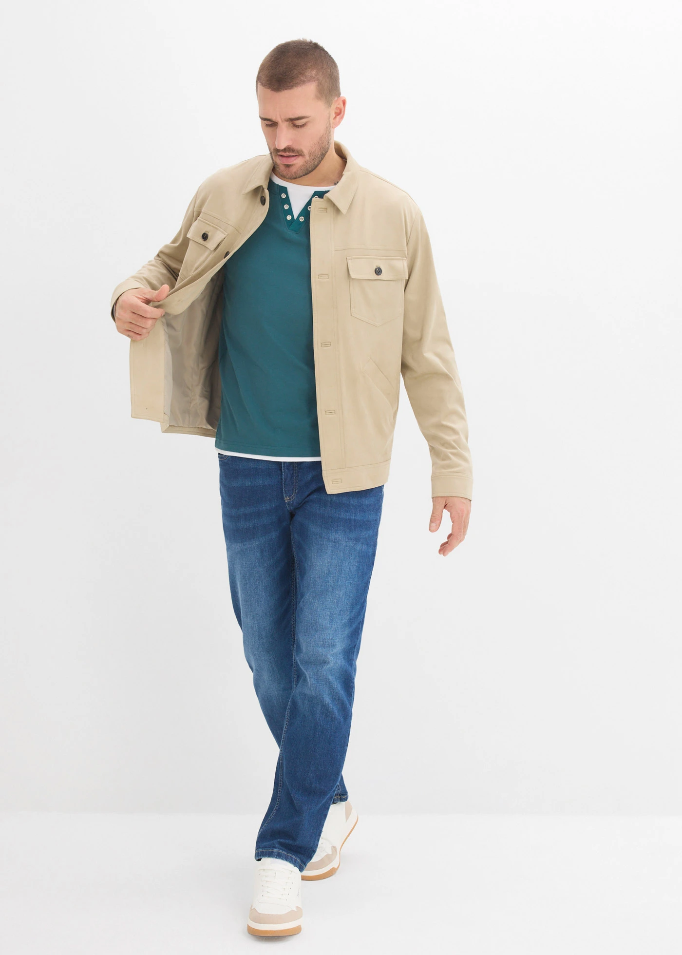 Bluză „2 în 1” cu mâneci lungi (2 buc.) • verde-piper+bleumarin • magazin bonprix