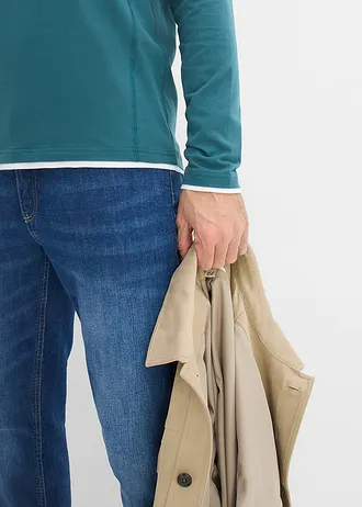 Bluză „2 în 1” cu mâneci lungi (2 buc.) • verde-piper+bleumarin • magazin bonprix