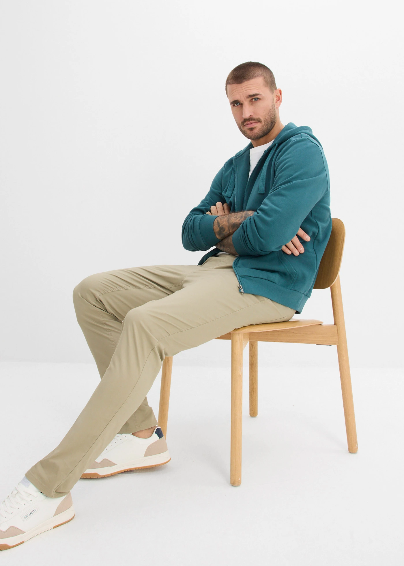 Regular Fit stretchbroek, straight (set van 2) • zwart+new kaki • bonprix online shop