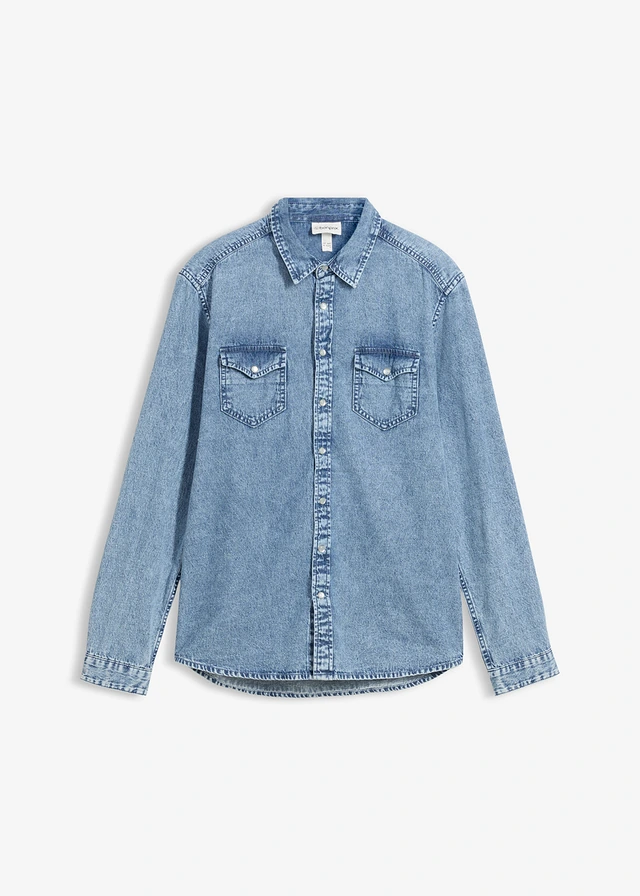 Džínsová košeľa z čistej bio bavlny • svetlomodrá denim used • obchod bonprix