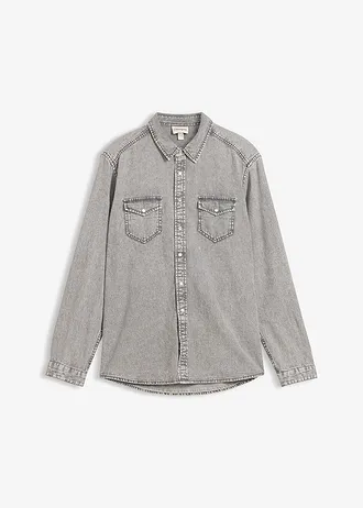 Džínsová košeľa z čistej bio bavlny, farba: svetlosivá denim used