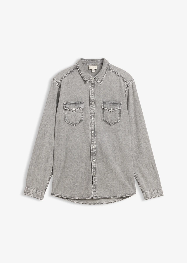 Džínsová košeľa z čistej bio bavlny • svetlosivá denim used • obchod bonprix