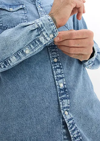 Spijkeroverhemd met lange mouwen van puur biologisch katoen • lichtblauw denim used • bonprix online shop
