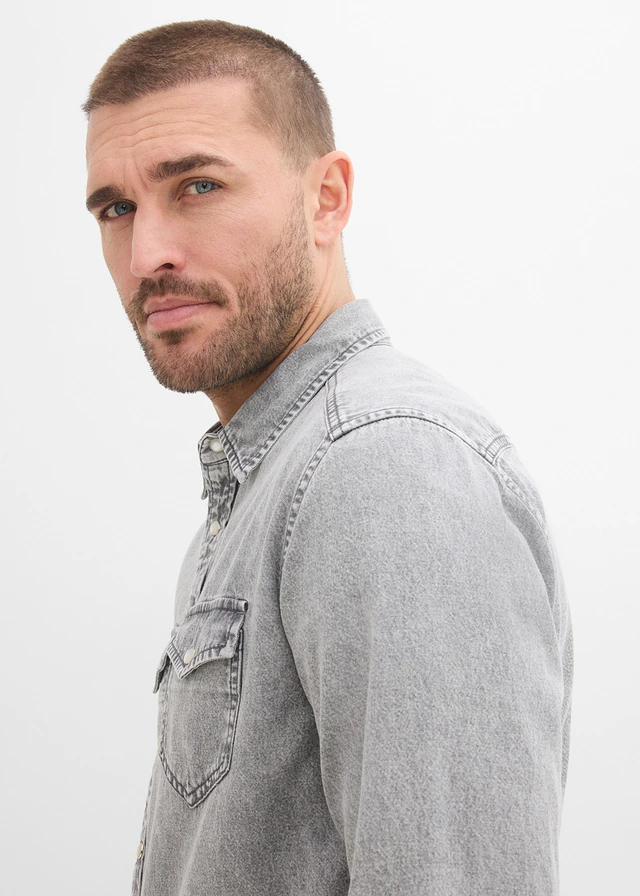 Džínová košile, z čisté organické bavlny • světle šedý denim used • bonprix obchod
