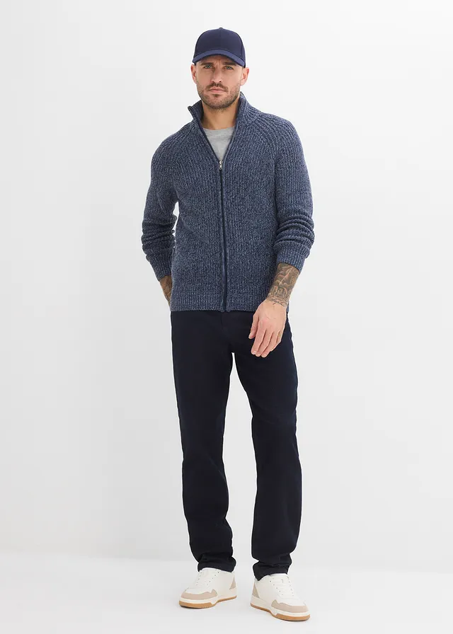 Classic fit stretch jeans, tapered, Kleur: donkerblauw denim