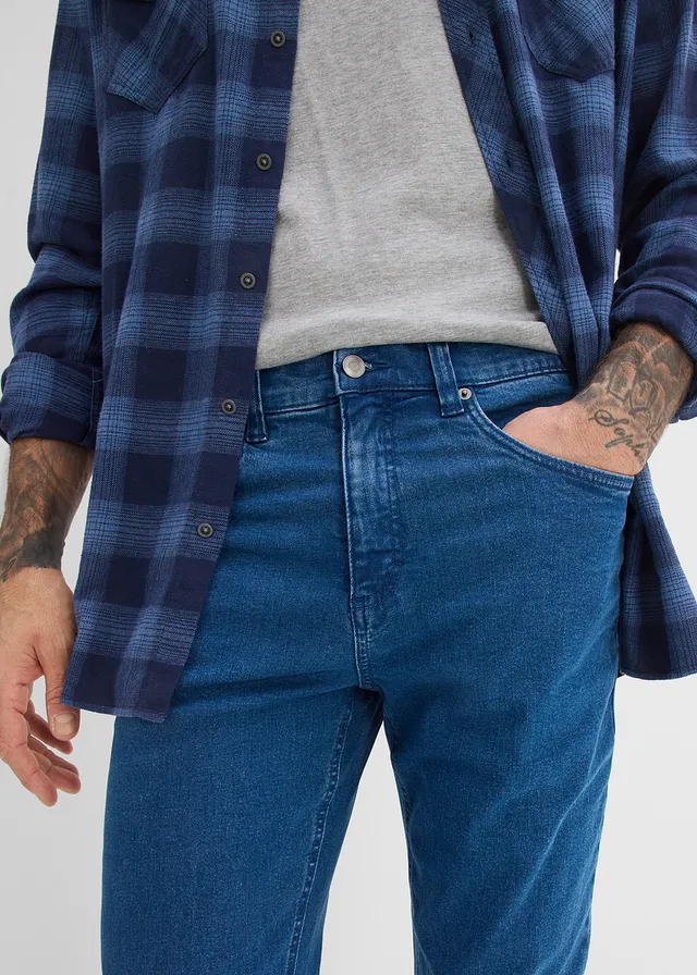 Blugi cu stretch, classic fit, conici • albastru mediu denim • magazin bonprix