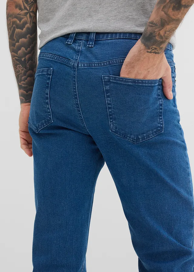 Blugi cu stretch, classic fit, conici • albastru mediu denim • magazin bonprix