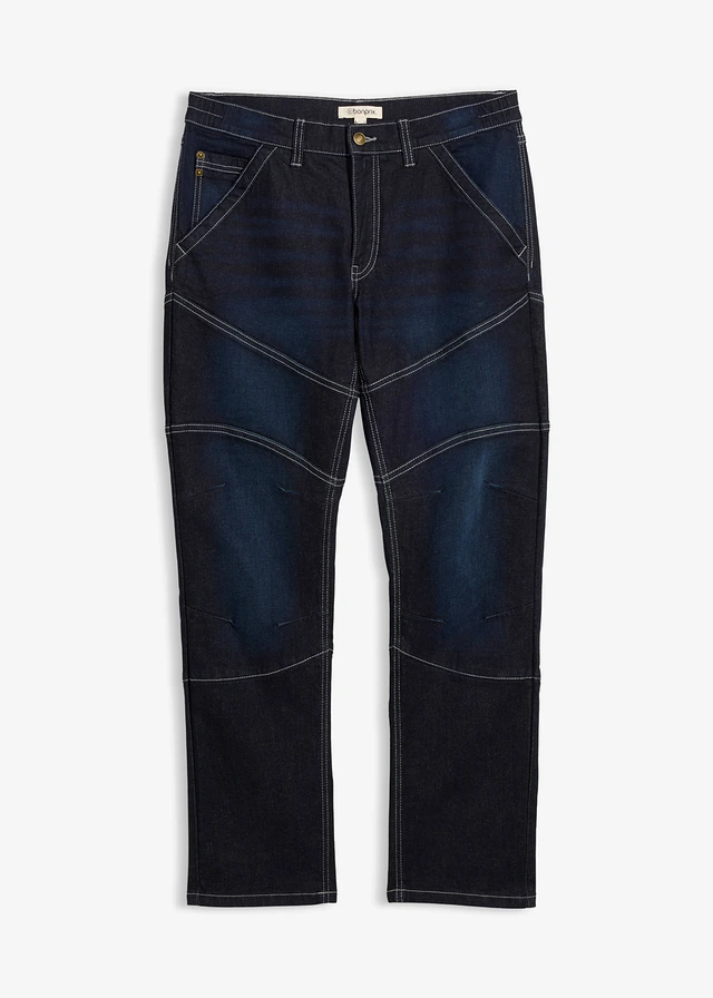 Regular fit jeans met elastische tailleband, straight, Kleur: donkerblauw denim used