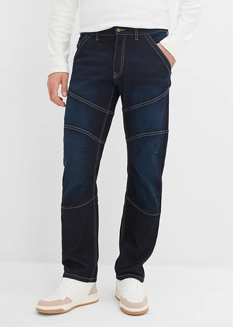 Džíny Regular Fit s pružným pasem, Straight, barva: tmavě modrý denim used
