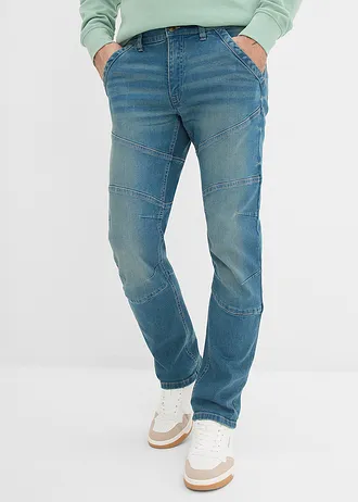 Regular fit jeans met elastische tailleband, straight • blauw denim-new beige used • bonprix online shop