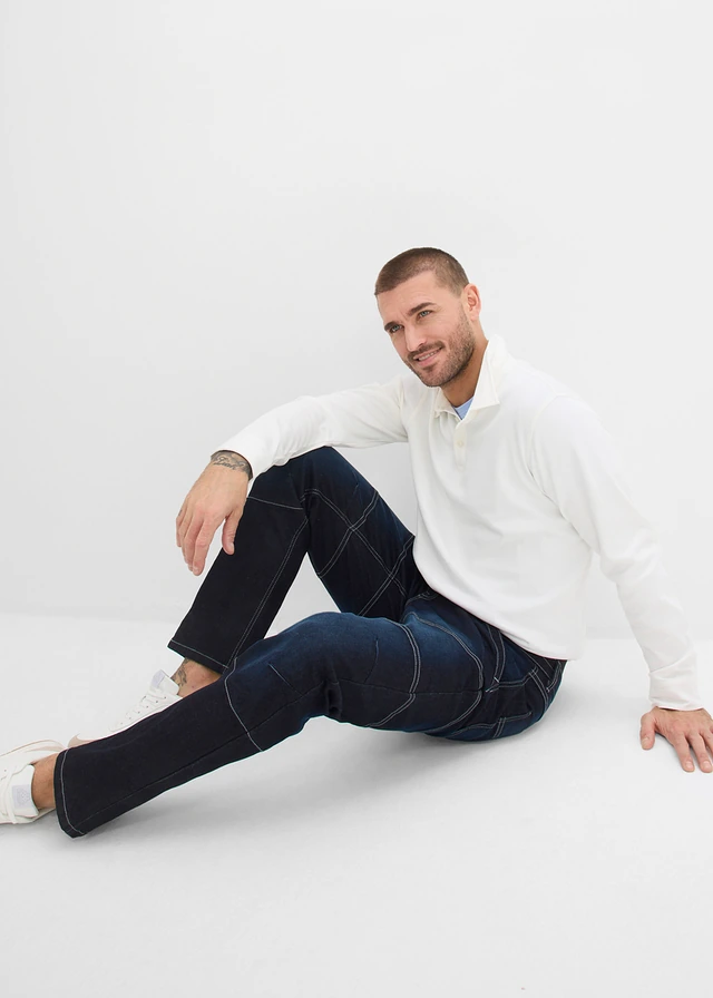 Jean regular et droit à taille extensible • bleu foncé denim used • product-page.page-title-suffix