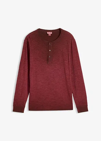Bluzka z dekoltem henley z bawełny organicznej • bordowy used • sklep bonprix
