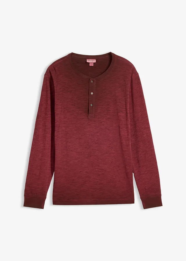 Henley shirt van puur biologisch katoen • bordeaux used • bonprix online shop