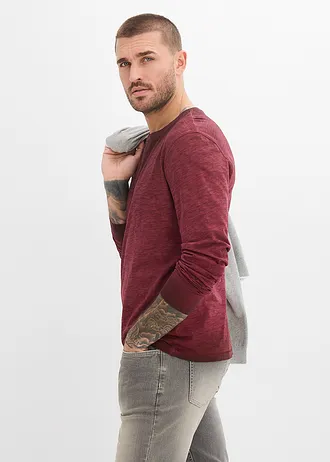 Henley shirt van puur biologisch katoen • bordeaux used • bonprix online shop