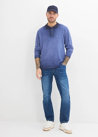 Bluză polo din material Piqué robust • indigo uzat • magazin bonprix