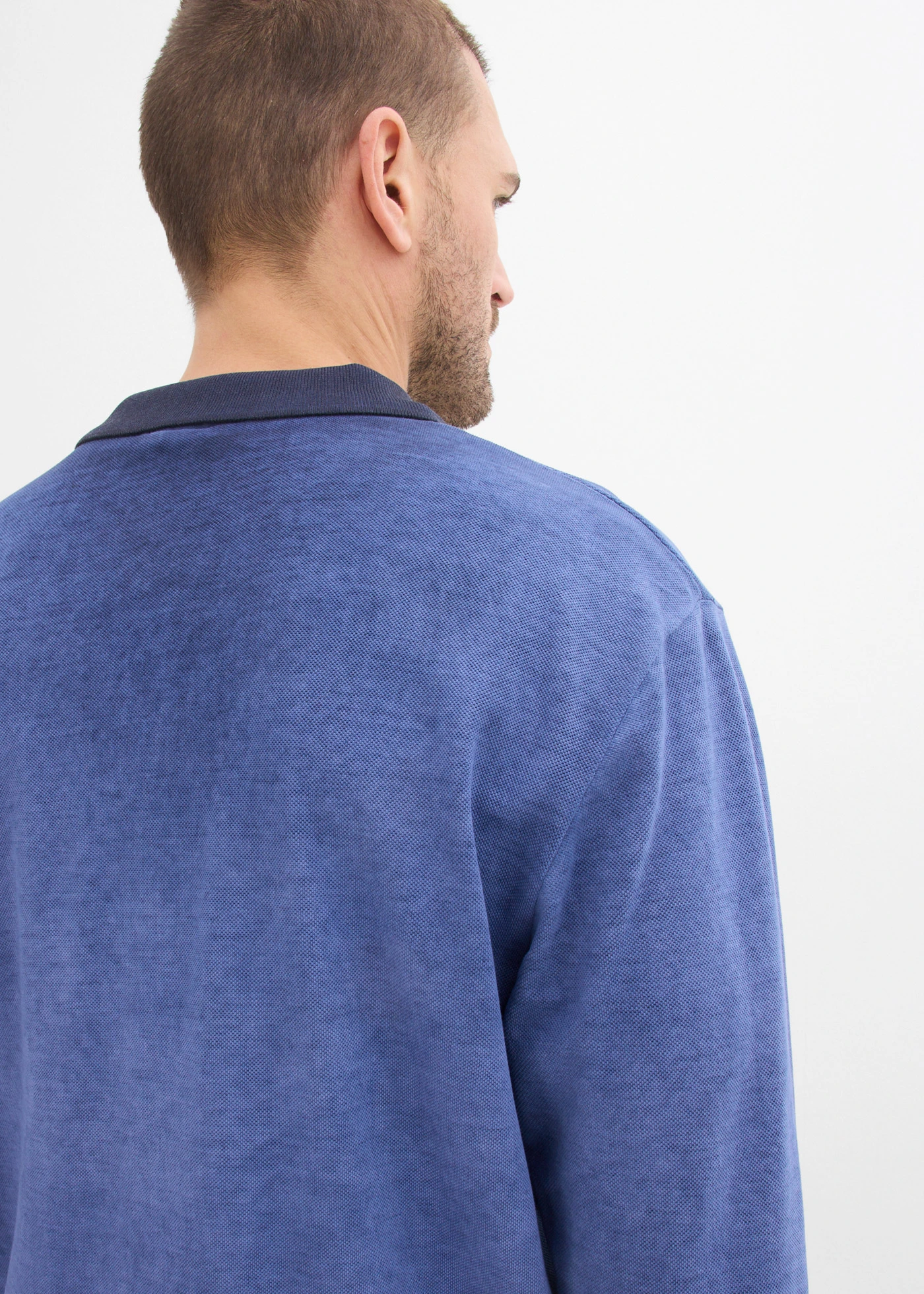 Polo manches longues en maille piquée robuste • indigo used • Boutique bonprix