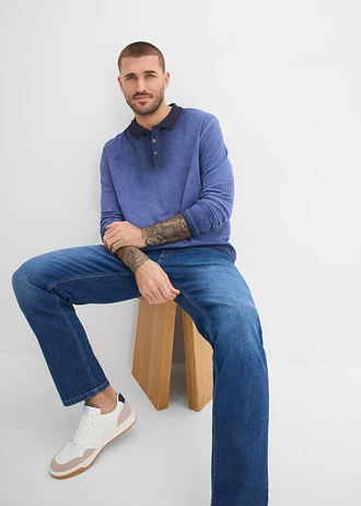 Bluză polo din material Piqué robust • indigo uzat • magazin bonprix
