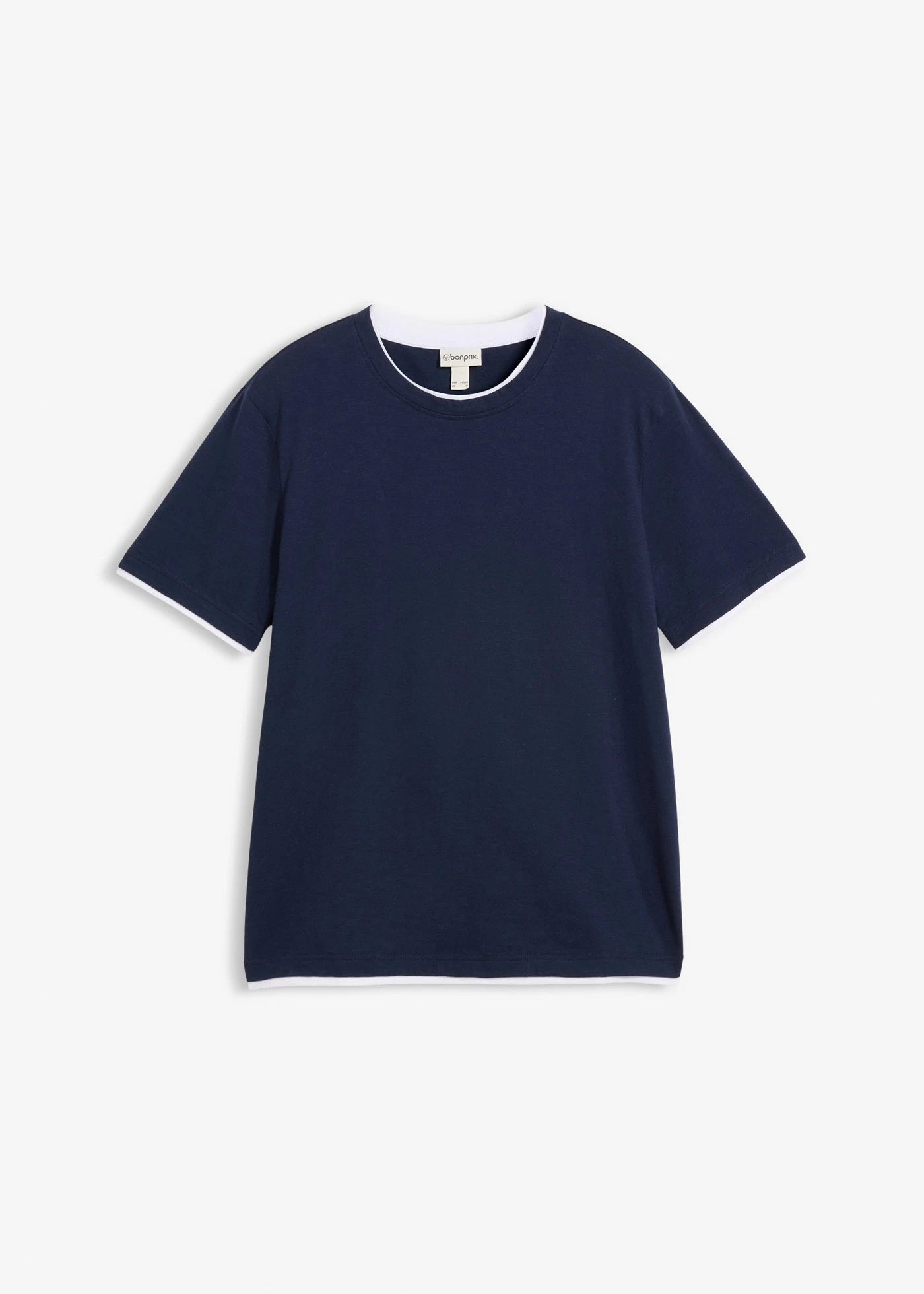 T-shirt in 2-in-1-look van slub jersey • donkerblauw • bonprix online shop