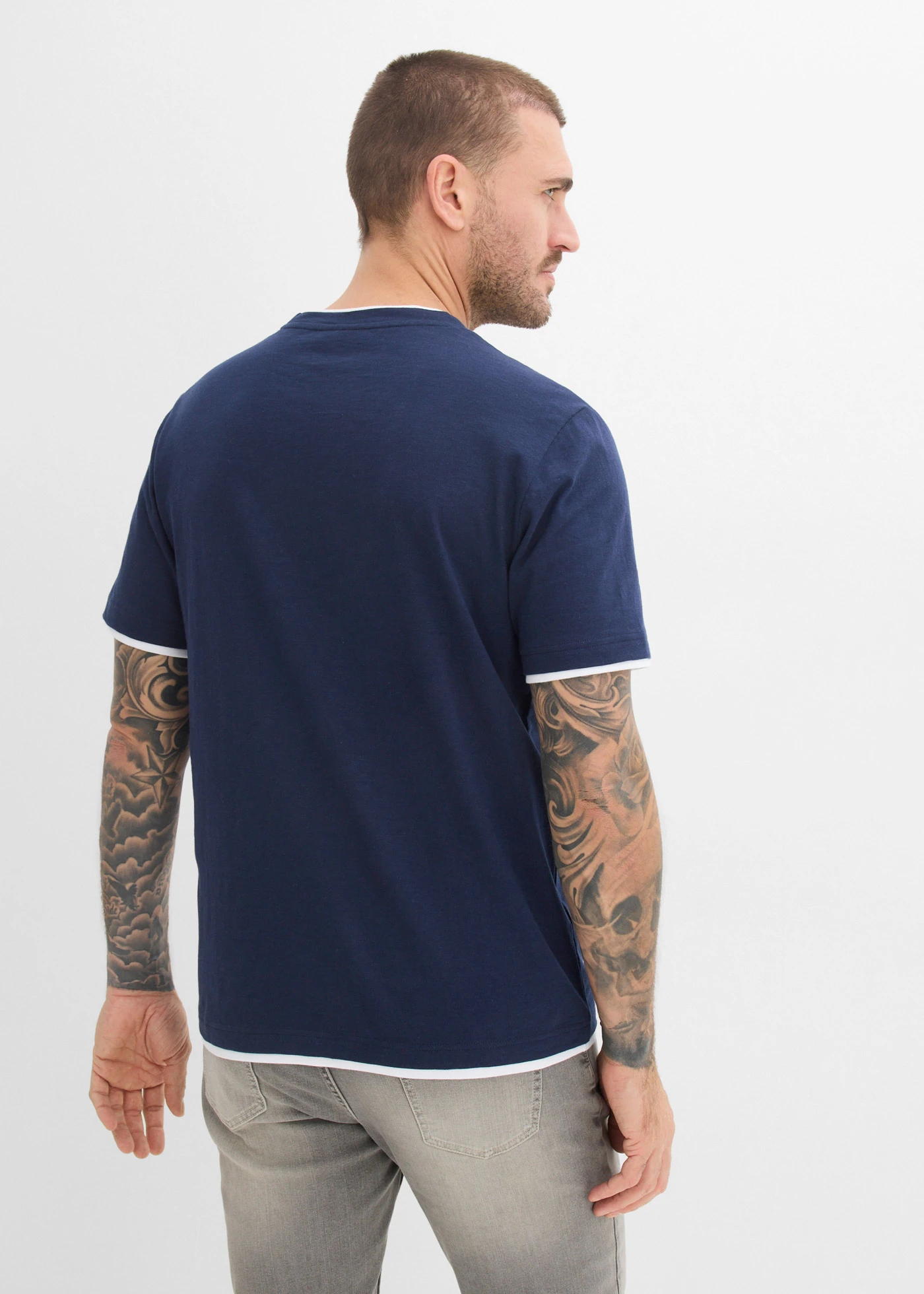 Tricou cu aspect 2 în 1 din Slub-Yarn • bleumarin • magazin bonprix