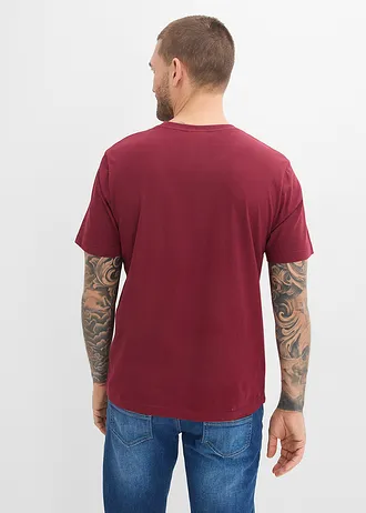 Póló (2 db-os csomag) tiszta bio-pamutból • palaszürke+bordó mintás • bonprix áruház