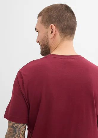 Tricou din bumbac organic 100% (set/2 buc.) • gri închis+bordo cu imprimeu • magazin bonprix