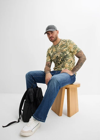 Póló tiszta bio-pamutból, Slim Fit • terepszín • bonprix áruház