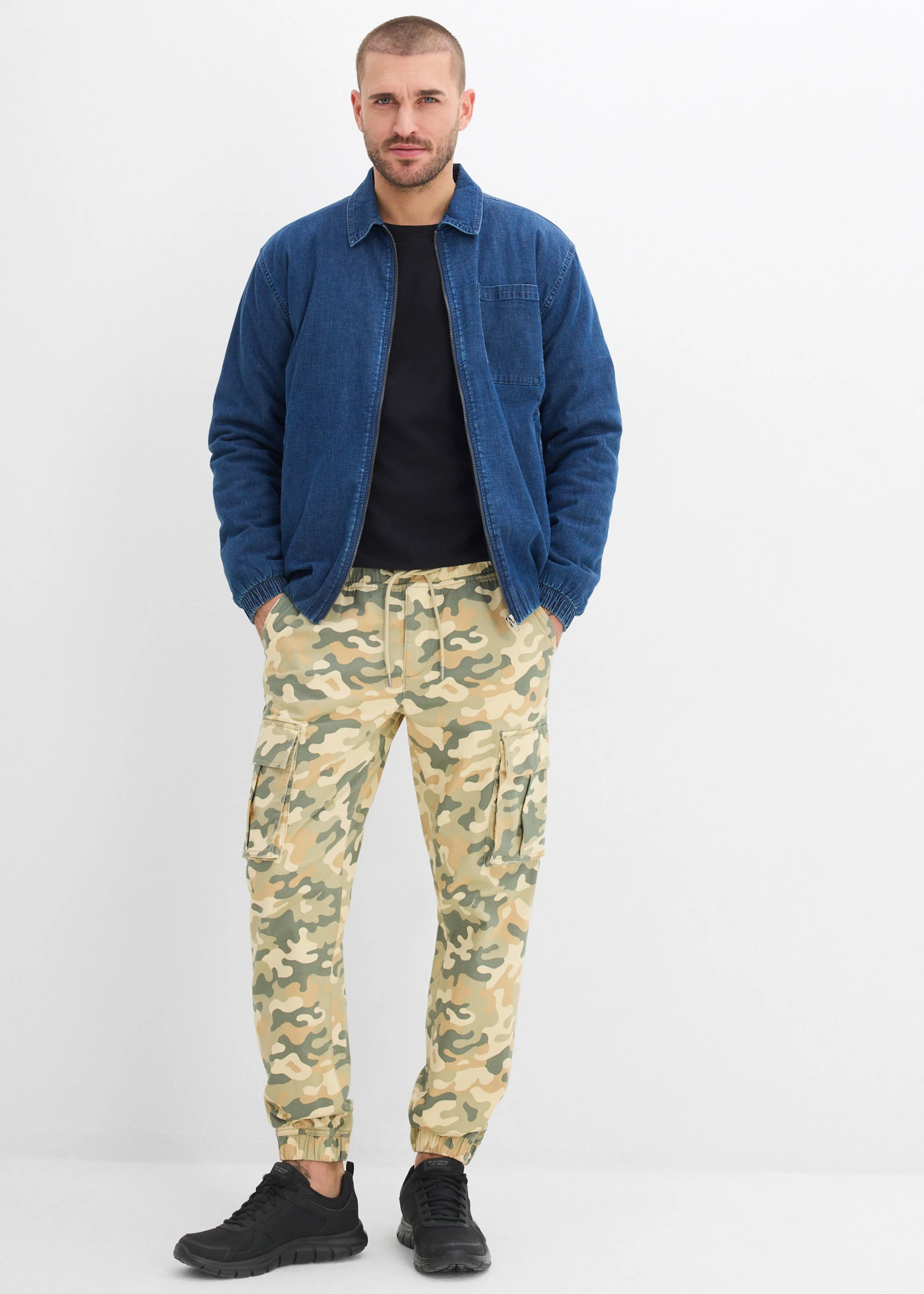 Loose fit cargo instapbroek, straight • camouflage • bonprix online shop