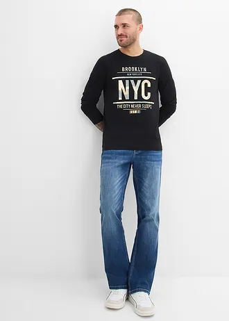 T-shirt manches longues 100% coton, slim, Couleur: noir/camouflage imprimé