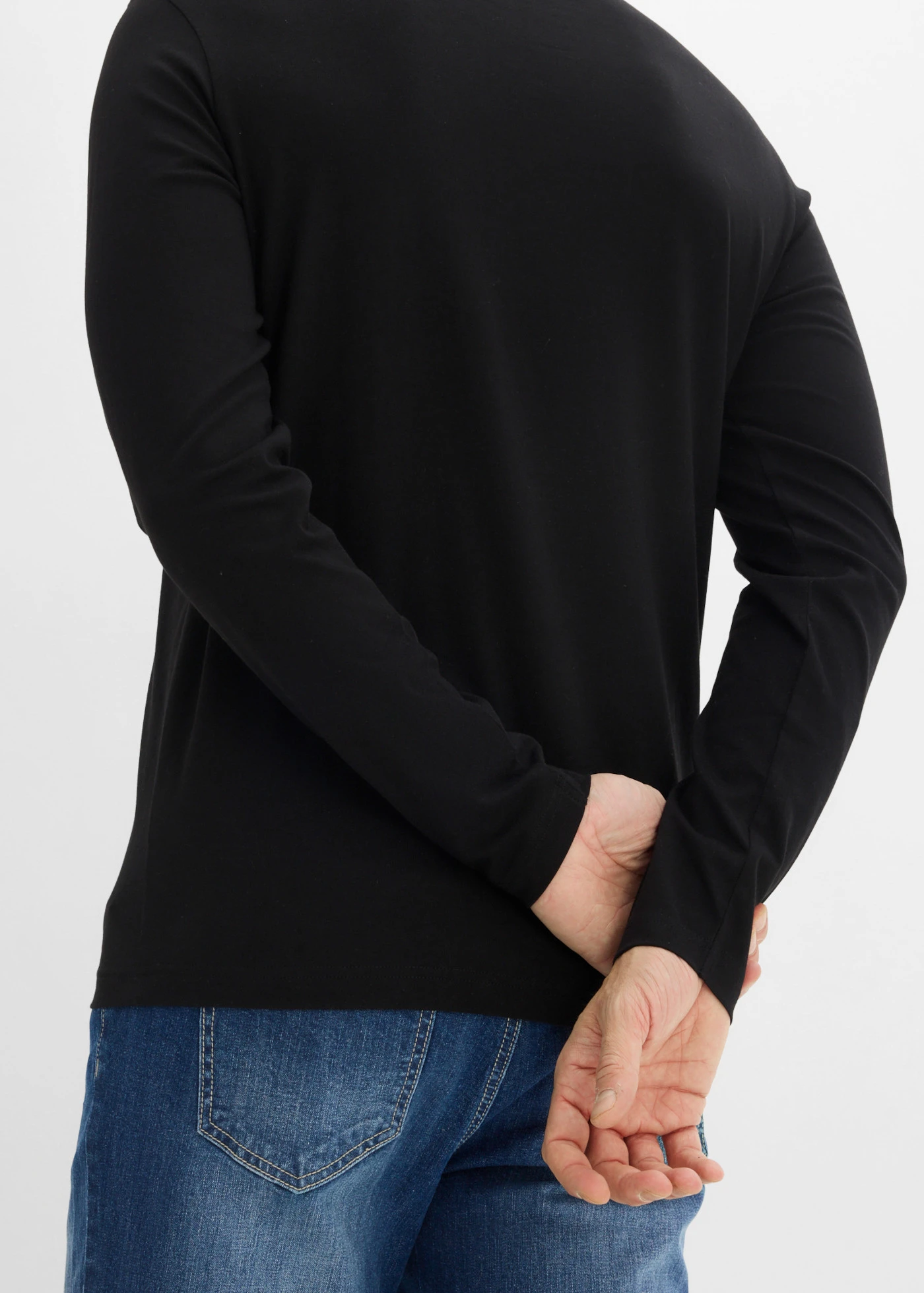 Bluzka z długim rękawem z czystej bawełny organicznej, slim fit • czarny-moro z nadrukiem • sklep bonprix