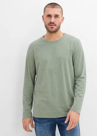 T-shirt manches longues 100% coton, Couleur: vert mousse