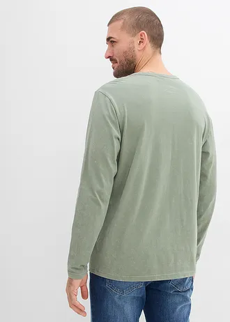 T-shirt manches longues 100% coton, Couleur: vert mousse