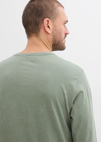 Tričko s dlhým rukávom z čistej bavlny • machovo zelená • obchod bonprix