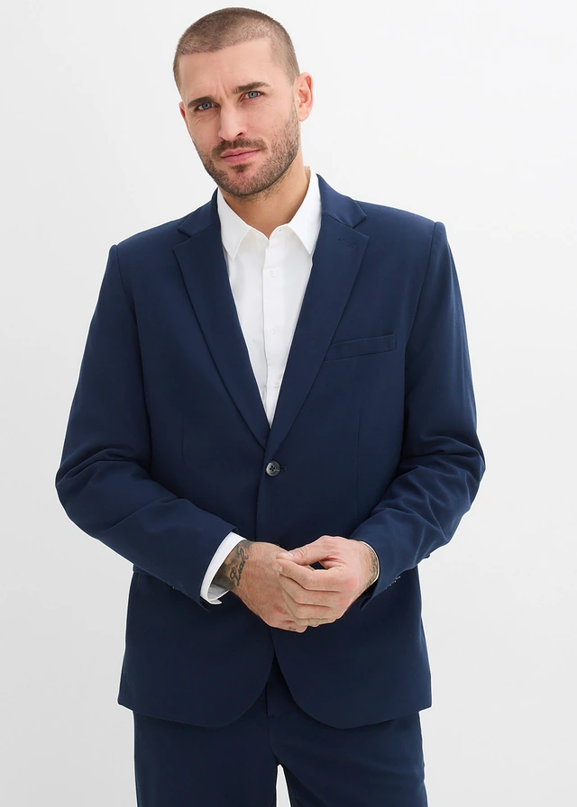 Mix & match colbert met stretch, moderne pasvorm, Kleur: inktblauw