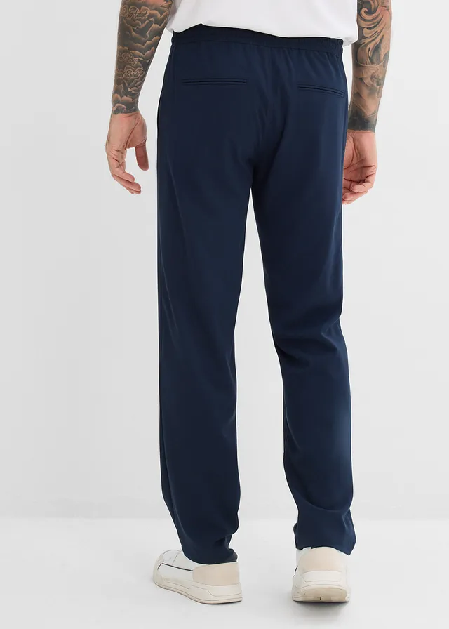 Chino extensible à taille élastiquée, droit et ample • bleu encre • product-page.page-title-suffix