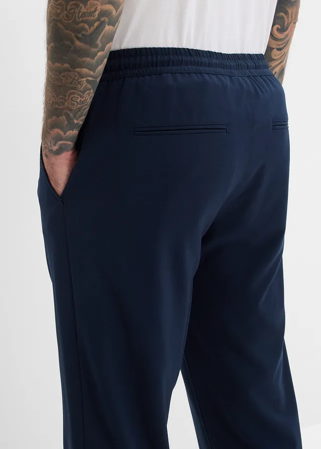 Chino extensible à taille élastiquée, droit et ample • bleu encre • product-page.page-title-suffix