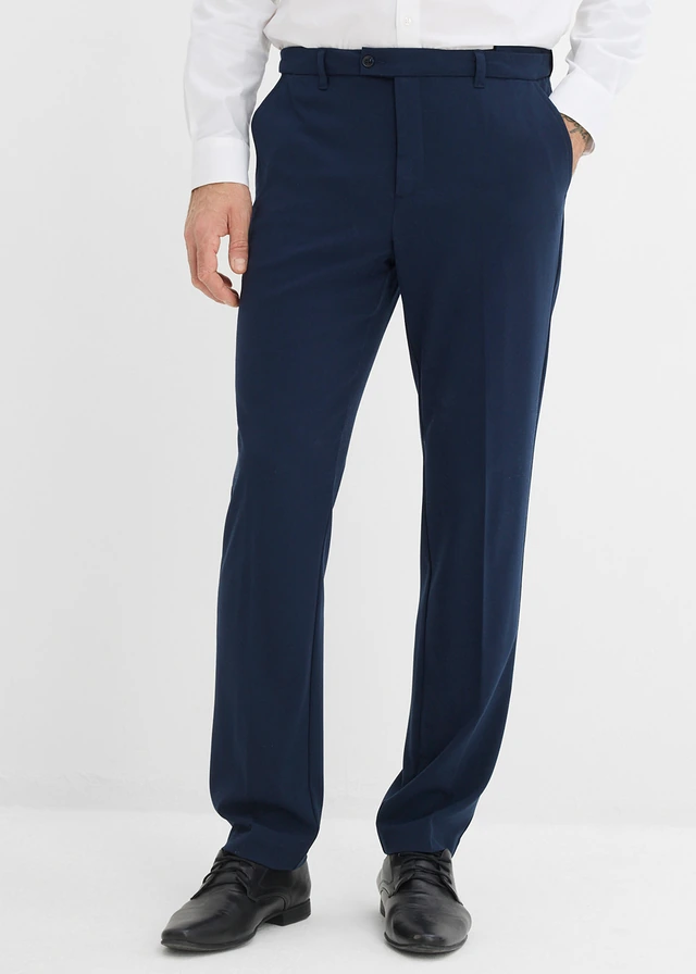 Mix & match stretch pantalon, moderne pasvorm, Kleur: inktblauw