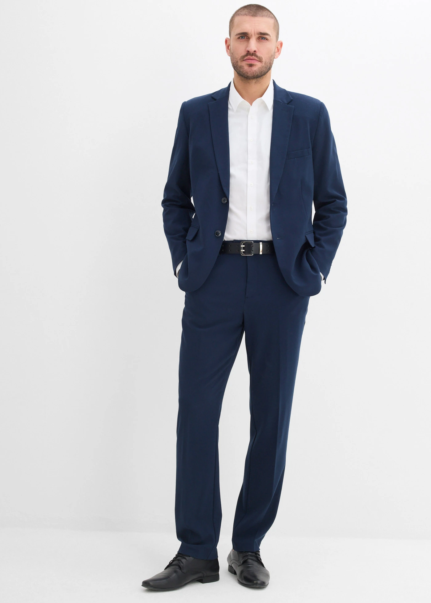 Pantaloni de costum drepți, cu talie elastică stretch, Modern Fit • albastru-cerneală • magazin bonprix