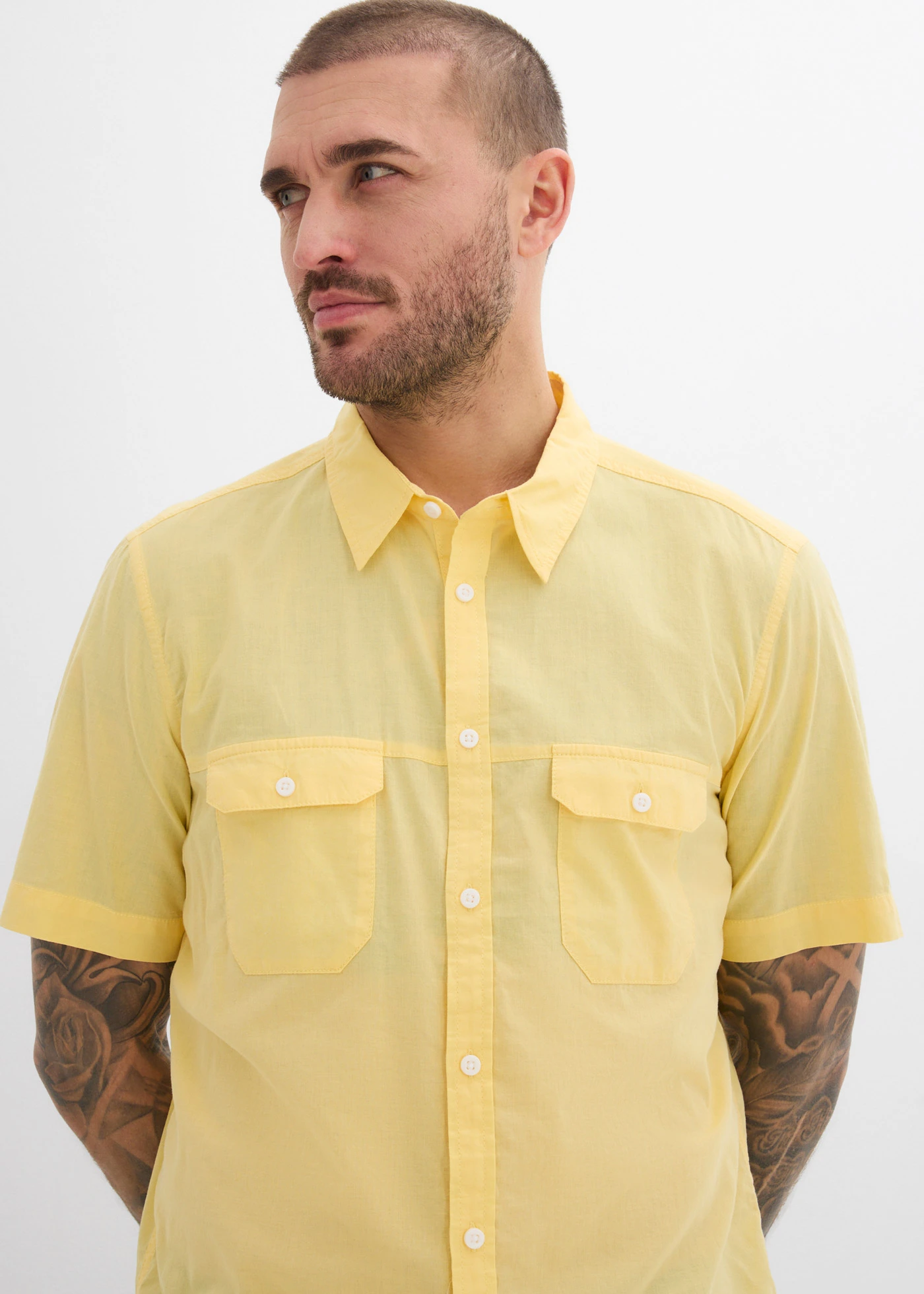 Overhemd met korte mouwen van puur katoen • lichtgeel • bonprix online shop