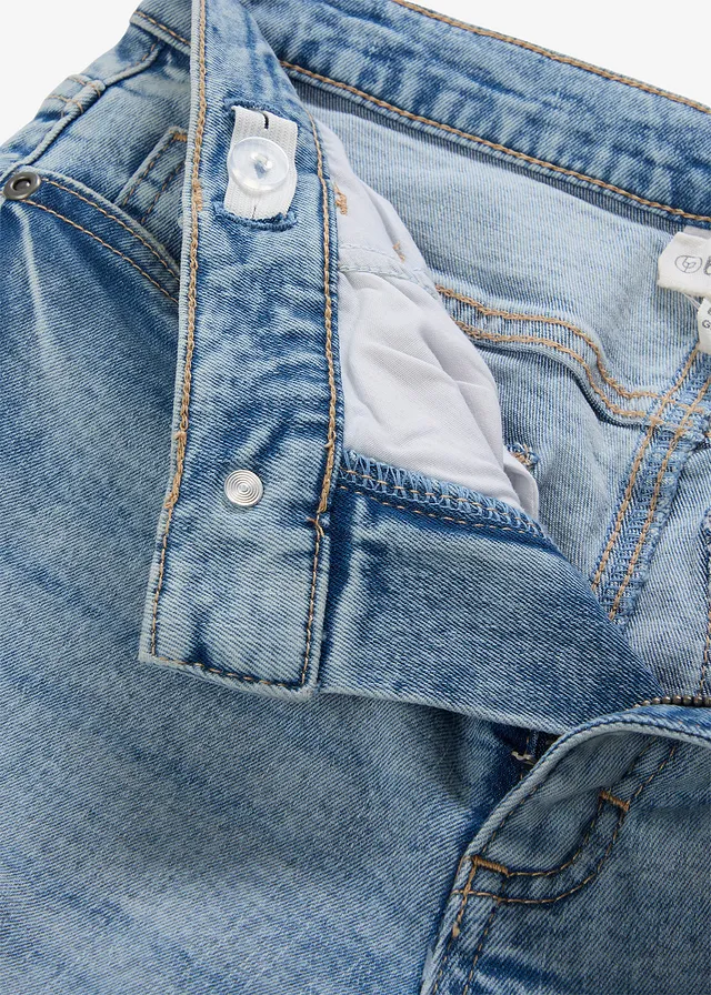 Cropped mid waist jeans, straight • blauw denim • product-page.page-title-suffix