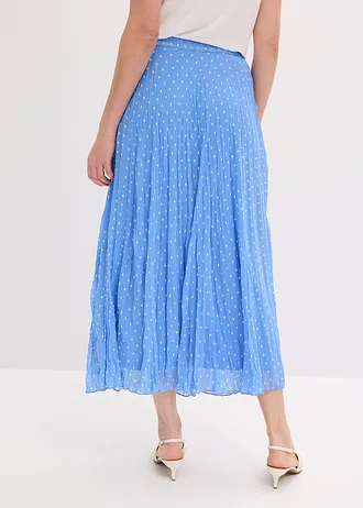 Chiffon rok in crash look • middenblauw/wit gestippeld • bonprix online shop