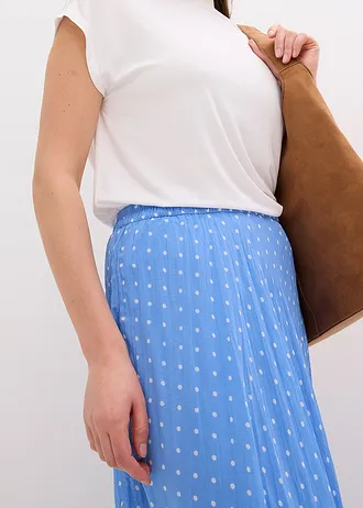 Jupe en mousseline effet froissé • bleu moyen pois blanc • Boutique bonprix