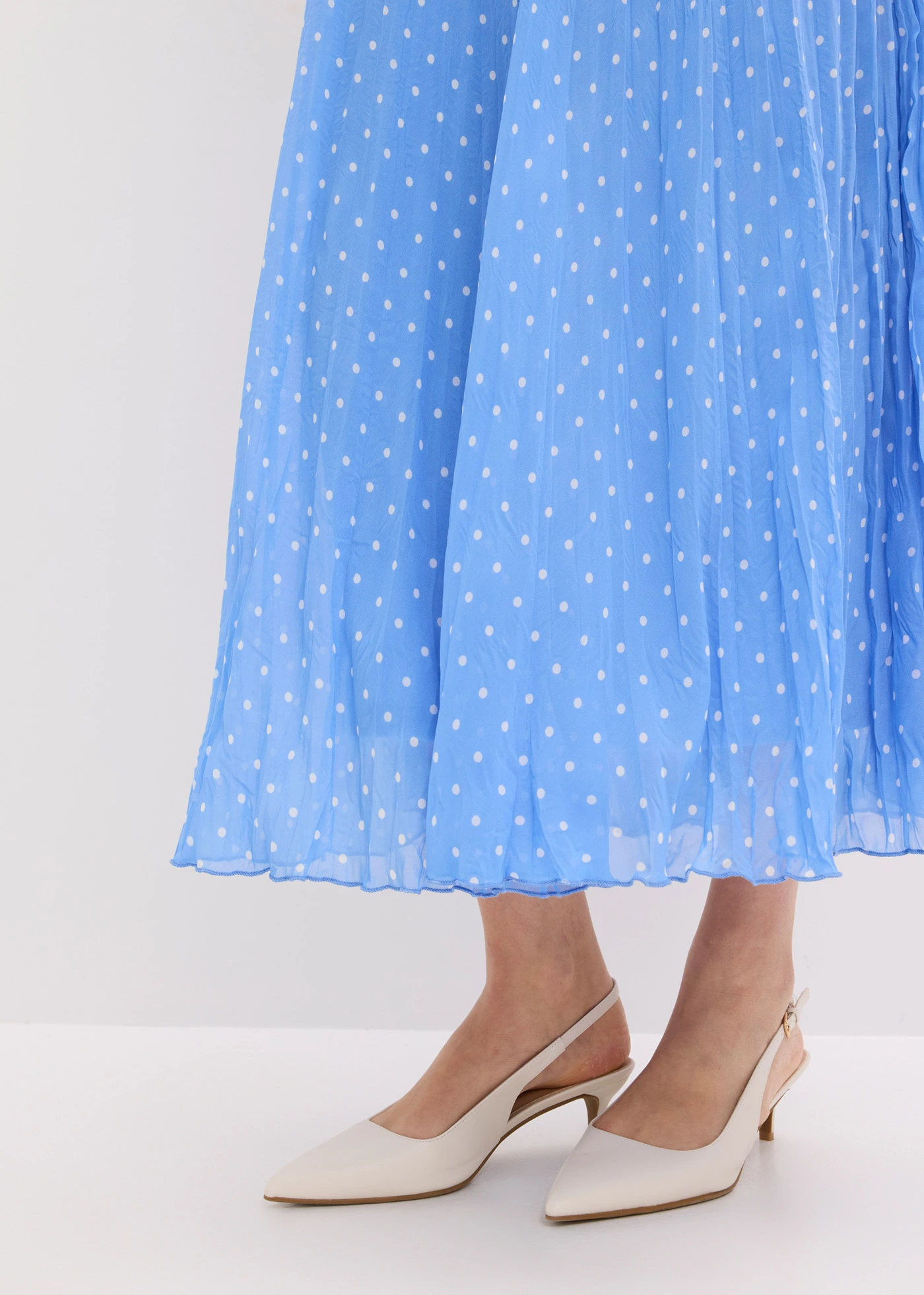 Chiffon rok in crashed look • middenblauw/wit gestippeld • bonprix online shop