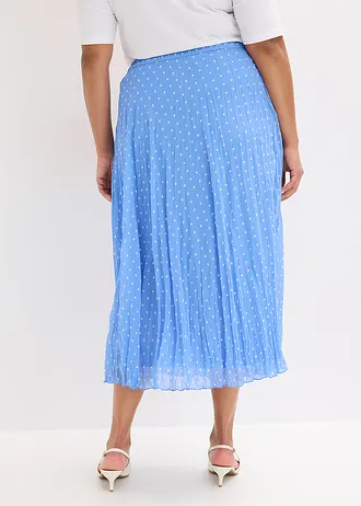 Chiffon rok in crash look, Kleur: middenblauw/wit gestippeld
