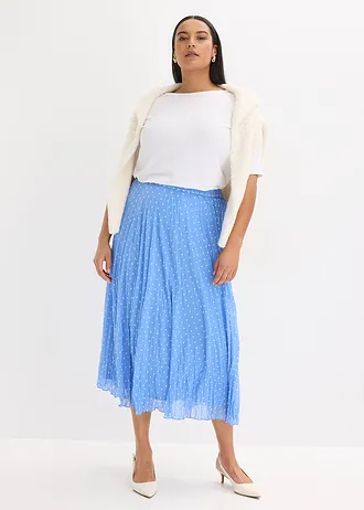 Chiffon rok in crash look, Kleur: middenblauw/wit gestippeld