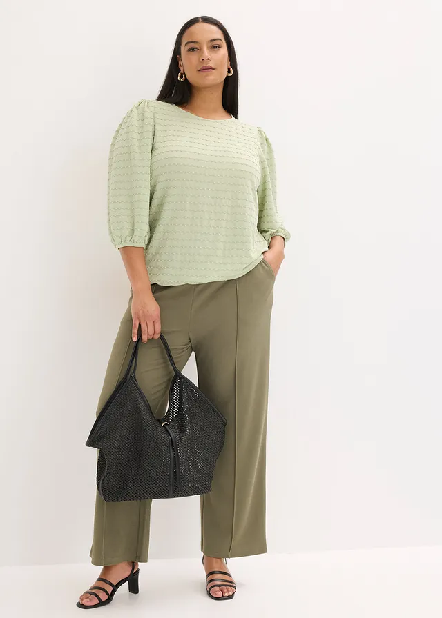 Tunique en jersey texturé, Couleur: vert pâle